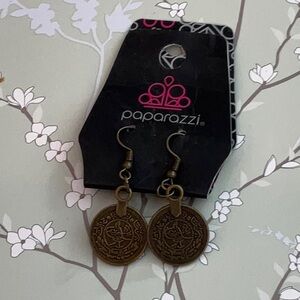 ❄️ Paparazzi } Gold Coin Earrings Modern Vintage Design Shabby Chic